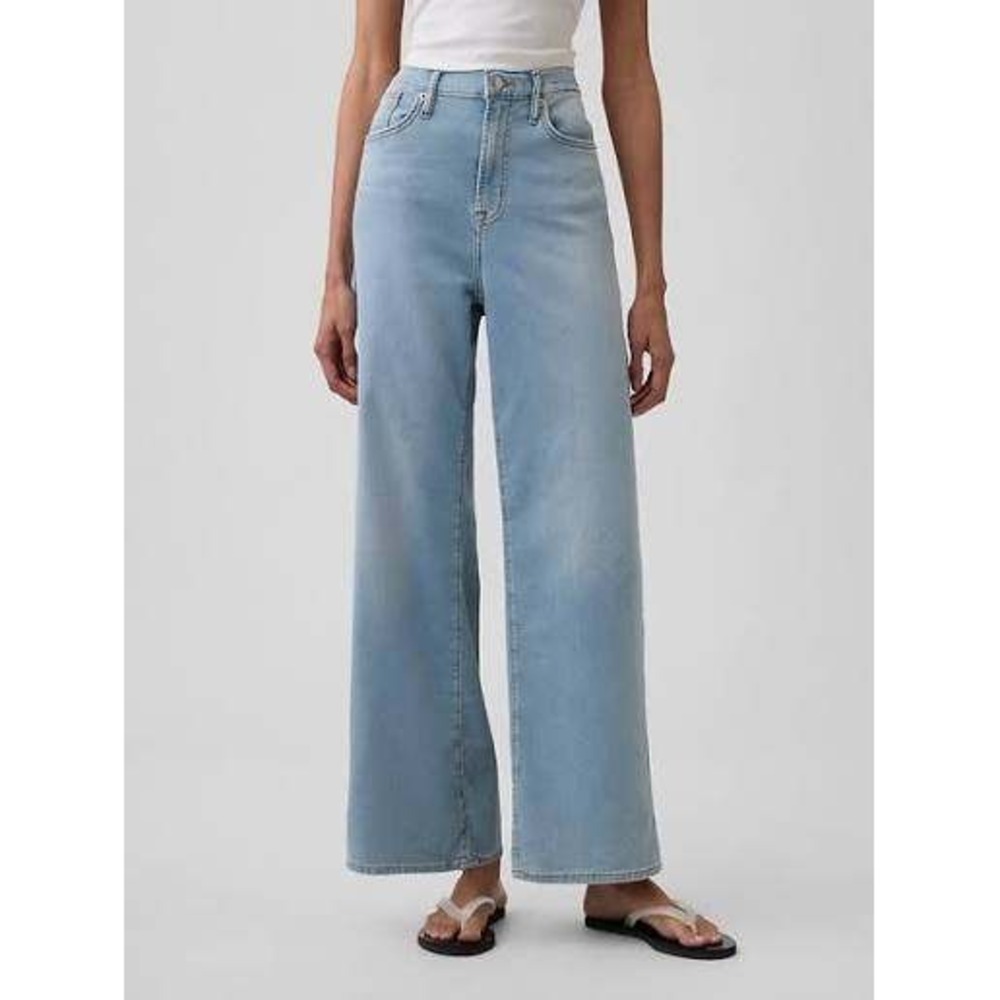 Gap 32 14 Jeans High Rise Wide Leg Sweatpant Light Wash Grunge Punk Festival